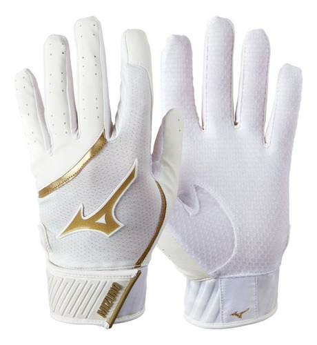 Guanteletas Beisbol Mizuno Mvp Blanco Dorado Adulto Talla Extra Grande