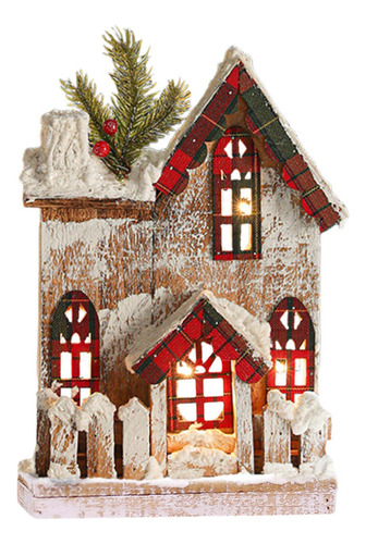 Casa De Nieve Navideña Cabaña De Troncos Luminosa Estilo A