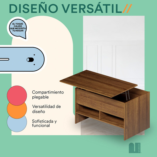 Mesa De Centro Con Repisa Plegable Mubson Para Sala Color Marrón