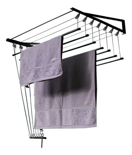 Lindo Varal Preto De Parede Individual 100cm X 6 V