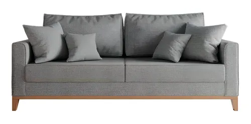 Sofá Mobly Beny 180 De 3 Cuerpos Tela Linho Color Cinza