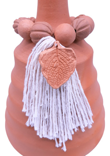 Vaso Decorativo Com Colar - Escultura Cerâmica De Tracunhaém