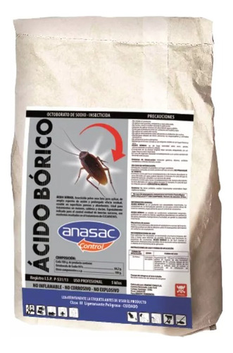 Ácido Bórico 5 Kg Anasac Mata Cucarachas Y Otros Insectos