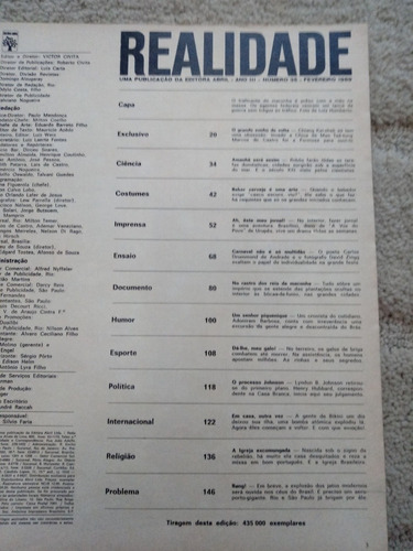 Revista Realidade Nº 35 -de 1969 . Politica Prop. Sumario