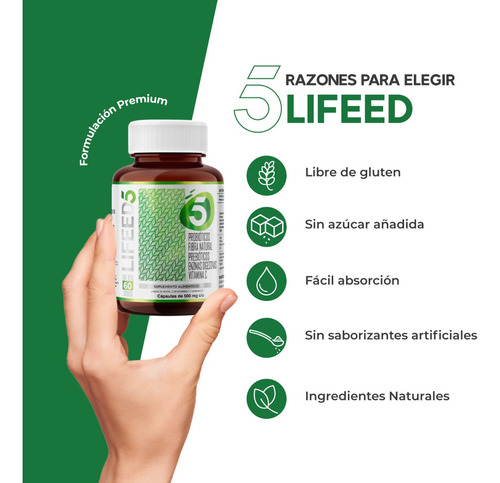 Imagen 5 de 7 de Lifeed Digestión Probióticos Prebióticos Fibra Enzimas Vitc