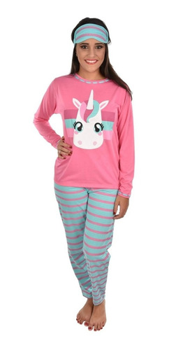 Imagem 5 de 6 de Pijama Longo Mãe E Filha + Tapa Olho Unicornio