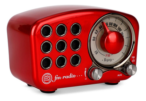Yumeoutu Radio Fm Vintage Con Altavoz Bluetooth Retro, Rojo. Color Rojo