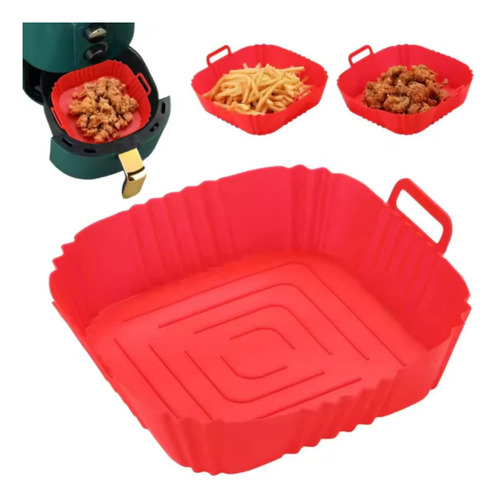 Bandeja Air Fryer Molde Silicona Cuadrado Freidora Aire Color