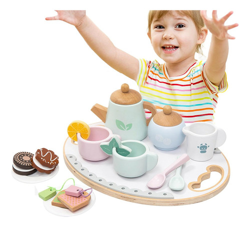 Juego De Té Para Niñas,juguetes De Té De Madera,juego De
