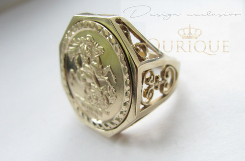 Anel São Jorge Ouro 18k 750 Masculino Promoção Maquina 3 D