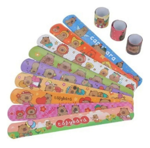 Set 12 Brazaletes Pulseras Cotillón De Cumpleaños Capibaras