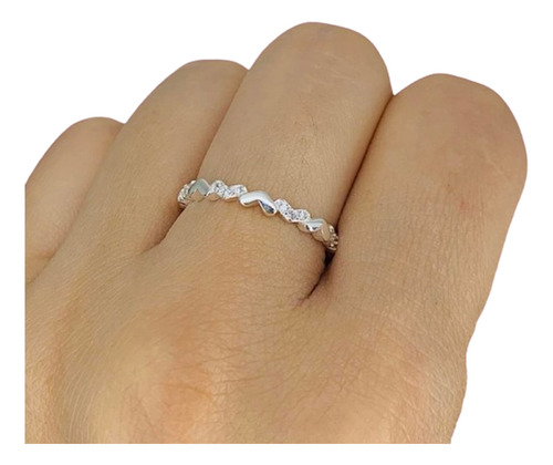 Anillo Sin Fin Corazones Ideal Regalo Mujer Plata 925 Ap 480