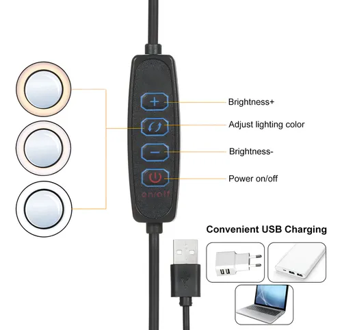 Lupa Con Mesa De 10 Niveles De Lámpara Y Led De Brillo Color De La Luz Blanco