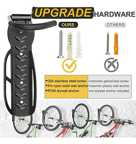 Bike Rack For Garage Wall Mount 4 Pack Vertical Bike Hooks B