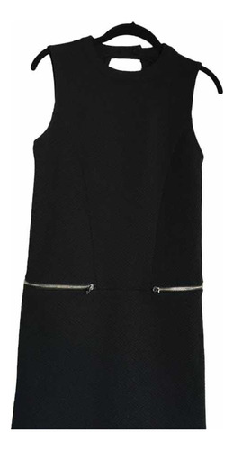 Vestido Forever 21 Negro Cierres Plateados Mujer Talla S