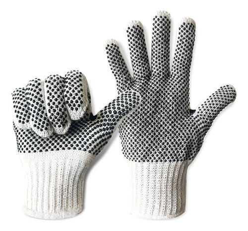 Guantes De Algodon Con Puntos De Pvc En Plama Y Dorso Pretul