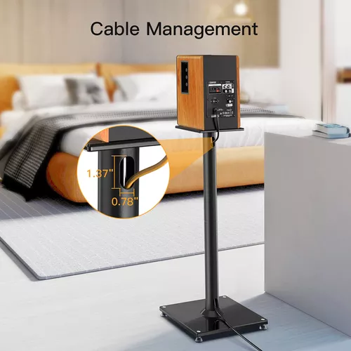 Perlegear Soportes universales para altavoces con gestión de cables,  soportes para altavoces satelitales y altavoces de estantería con capacidad  para