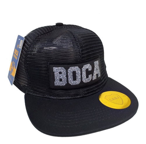 Gorra Visera Plana C/glitter Boca Juniors Bj703c Lic Oficial