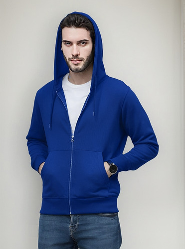 Poleron Canguro Hombre Para Estampar - Unisex Con Cierre