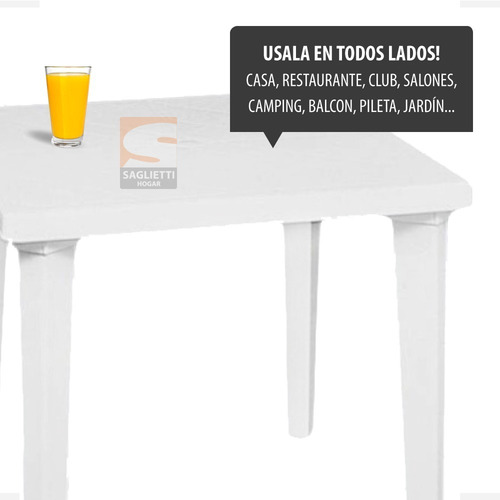 Imagen 6 de 9 de Mesa Plastico Cuadrada 75x75 Patas Desmontables Colombraro