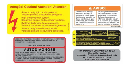 Adesivos Etiquetas De Advertência Motor Ford Fusion 2008 Completo Kit Fsn08 Frete Fixo Fgc 