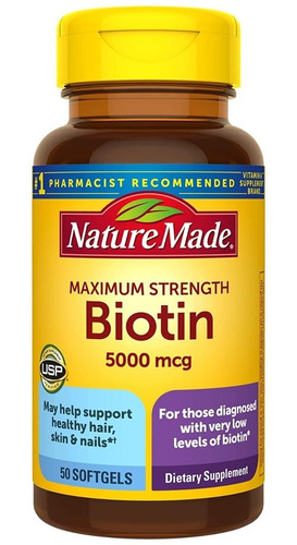 Biotina 5000 Mcg Nature Made 50 Capsulas Blandas