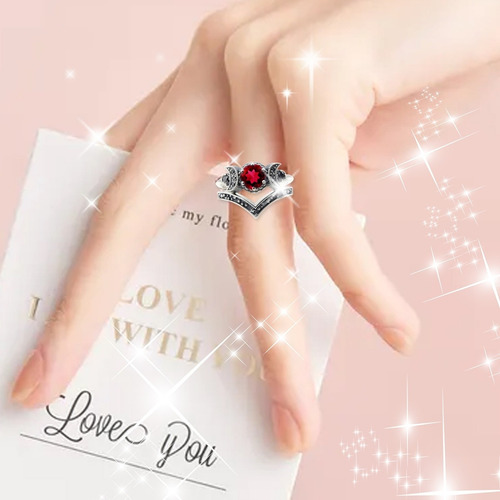 Anillo De Moda, Ligero, Con Forma De Triple Luna, Con Oro