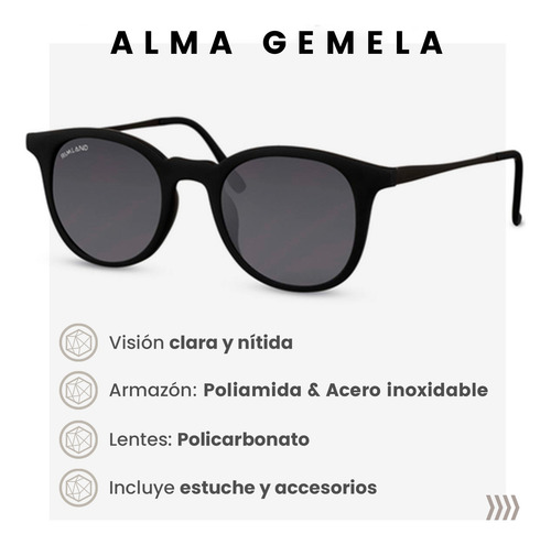 Imagen 4 de 9 de Anteojos Sol Lentes De Sol Rimland Alma Gemela Negro