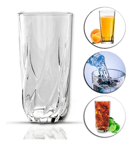 Jogo 24 Copos De Vidro Grosso Transparente 340ml Suco Água