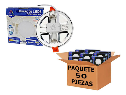 Plafon Led 12w Luminario Bote Empotrado Delgado 50 Pzas Pack