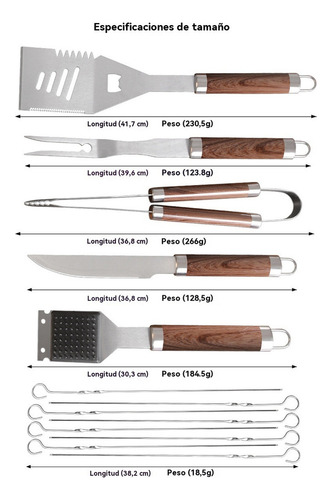 Kit Accesorios Y Utensilios Para Bbq Carne Asada 38 Piezas