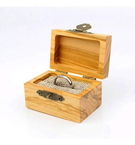 Caja Anillos Compromiso Madera Olivo Rústico