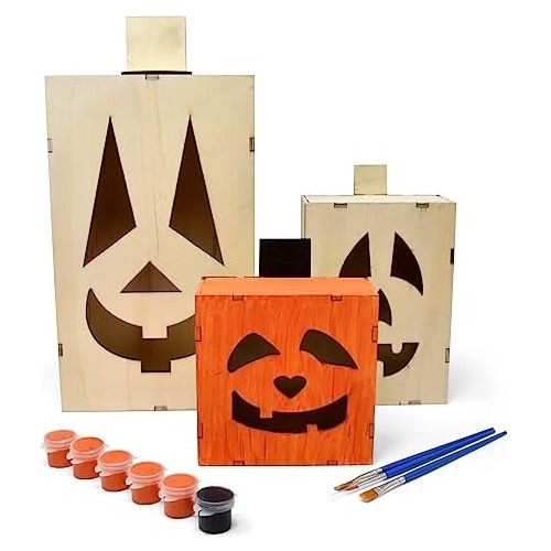 Halloween Pumpkin Wood Paint Craft Kit Set Of 3 Sizes J...