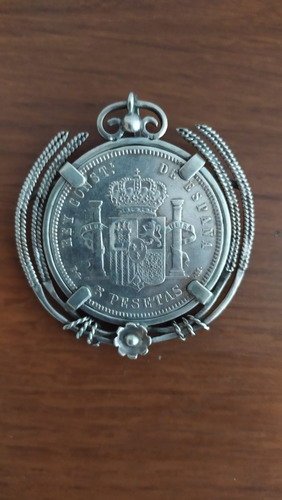 Alhaja Antigua Engarse De Plata Con Moneda De 1892 Español