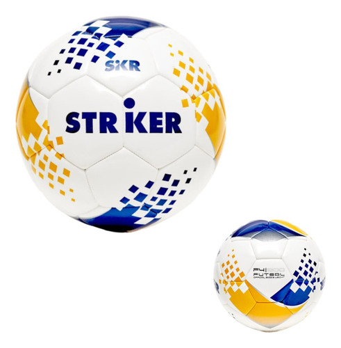 Pelota Striker Futsal Medio Pique N°4 Mod.hibrida-glossy Azul/amarilla
