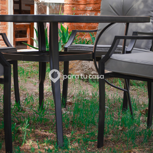 Juego Jardín Sillas Sillones Mesa 5 Piezas Negro Ct