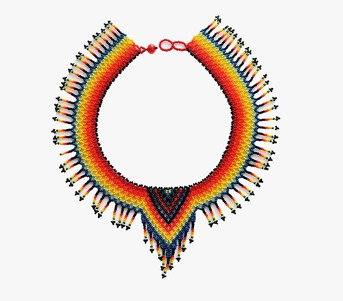 Collar  Artesanal Gargantilla En Punta B. Roja - De Colores.