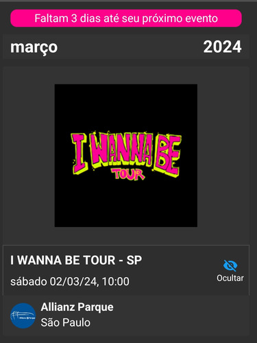 2 Ingressos I Wanna Be Tour 