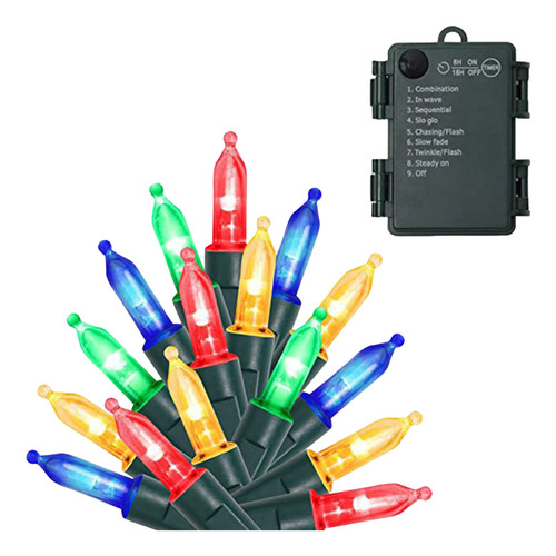 Cadena De Luces Q Para Exteriores, 5 M, 50 Led, Funciona Con