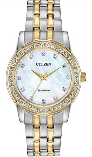 Reloj Citizen 61244 Em0774-51d Mujer Eco-drive Silhouette Color de la correa Plateado/Dorado Color del fondo Madre Perla 61244
