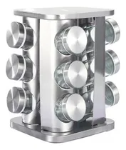 Comprar Especieros Giratorio Condimenteros X12 Frascos Para Especias Acero Inoxidable Cuadrado Organizador Cocina Moderno Color Plateado Levys Bazar
