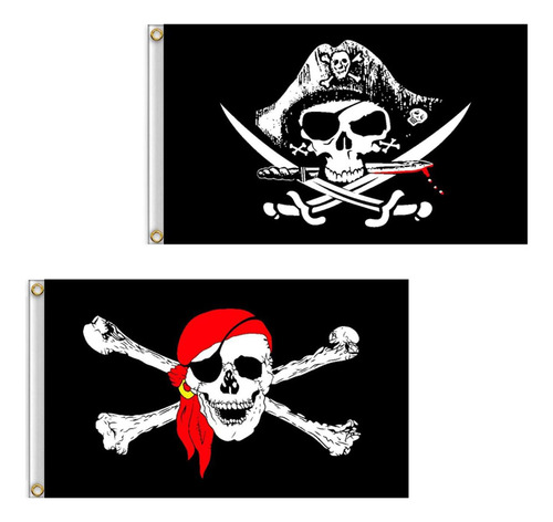 Bandera Pirata Dyung Tec, 2 Piezas 2 X 3 Bandera De Calavera