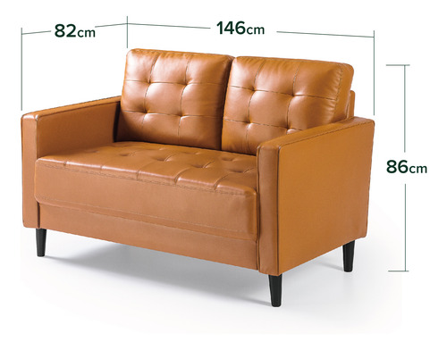Sofá Zinus Benton 2 Cuerpos Cognac