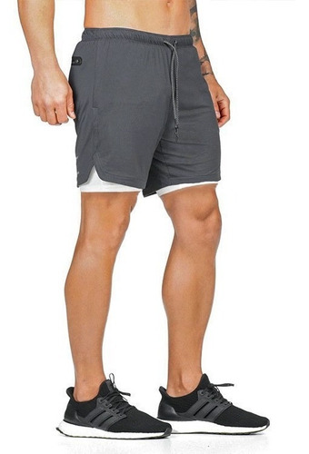 Imagen 3 de 8 de Gimnasio Short Con Licra Deportiva 2 En 1 Hombre Correr