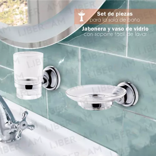 Juego Accesorios Baño Cromo Metal Kit 6 Piezas Set Moderno