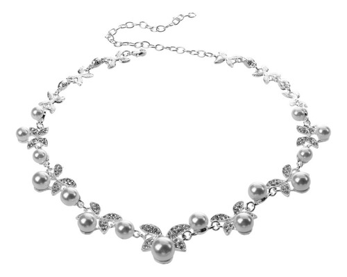 Collar De Perlas Imitadas Con Diamantes De Imitación De Diam