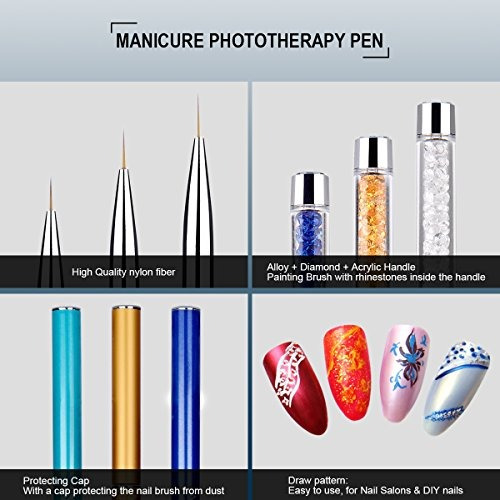 Lapicero De Uñas, Makartt 3 Unids Nail Art Liner Brush