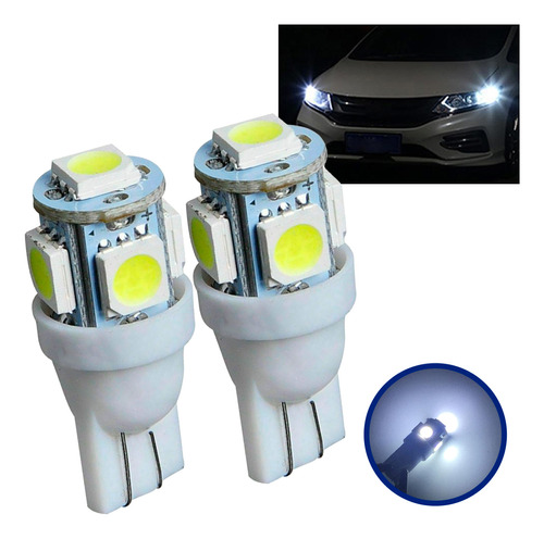 Lâmpadas Pingo Led Volks Fox Luz T10 5 Leds W5w Branco Xenon