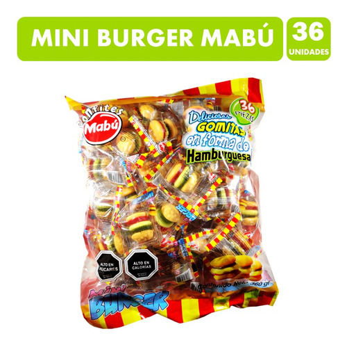 Bolsa De Gomitas Mabú Mini Burger (bolsa Con 36 Unidades)