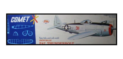 Republic P-47 Thunderbolt. Comet. Avión Madera Balsa